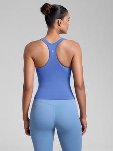 CRZ YOGA Seamless Ribbed Womens Tank Top Racerback Camisoles with Built in Bra Padded Scoop Neck Athletic Workout Slim Cami