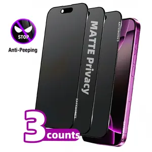 Anti-Glare Privacy Protection Film, Dual-Sided Matte Anti-Spy Tempered Glass Protector, Fits iPhone 11/12/13/14/15/16/17 Pro Max Plus Air