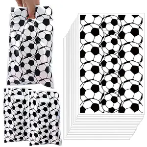 Soccer Goodie Bag with Handle Football Treat Candy Bag Plastic Bags Soccer Bag Soccer Theme Gift Bag Soccer Party Decor 10-100ps