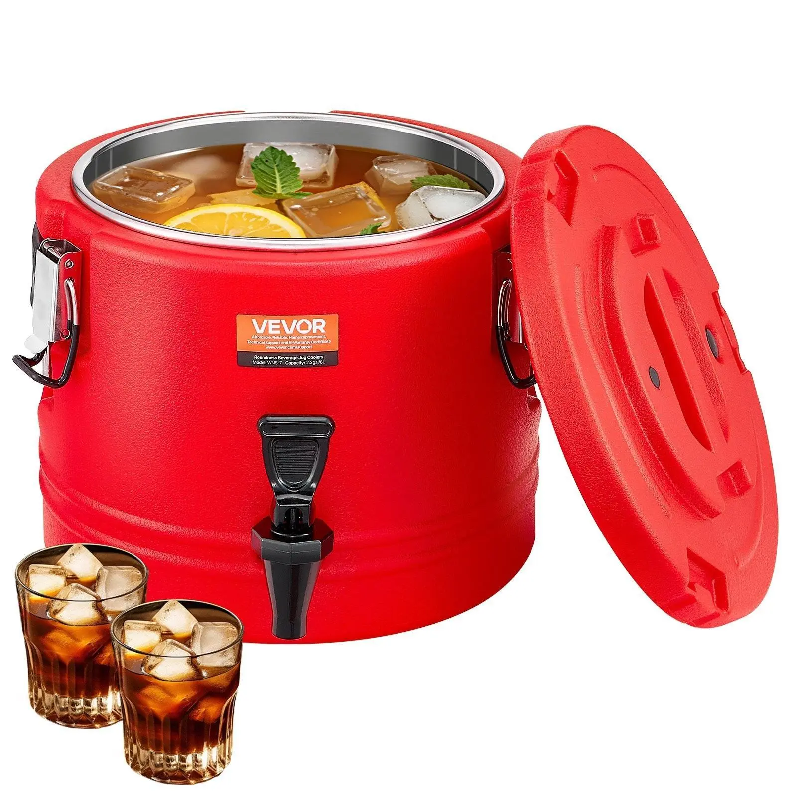 【Summerfinds】VEVOR Insulated Beverage Dispenser,  2.2 Gal/8L Thermal Hot and Cold Drink Server Dispenser with Spigot, Food-Grade Cooler Jug with 304 Stainless Steel Interior, for Tea Coffee Restaurant Outdoor