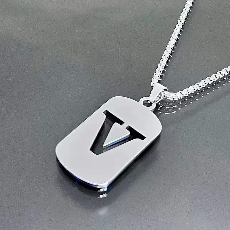 Letter V+70cm titanium steel chain
