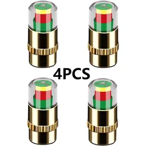 4PCS Automotive Pressure Monitor Valve Caps - For Mid-Duty, Compact & Motorcycles, Bicycles - Compatible with Tire Pressure Monitoring (Copper Core)