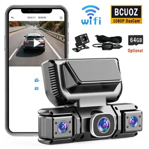 360 Degree View 4 Channel Dash Cam Front and Rear Inside Left Right, Dash Camera for Cars, Built-in GPS WiFi Night Vision, 24/7 Recording Parking Mode Monitor, Free 64G Card Automotive Dashcam Interior Dashcam