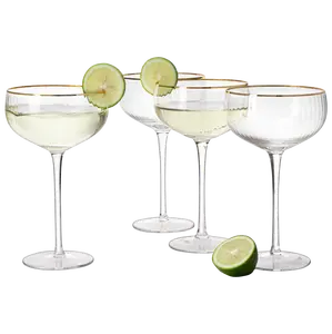 Coupe Cocktail Glasses 7 oz, Set of 4 Classic Manhattan Glasses For Cocktails, Libbey Champagne Coupe, Classic Coupe Glasses with Gold Rim, Crystal with Stems Wine Savant