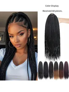 60 Pre-Styled Senegalese Twist Braids, Micro Braids for Women, Natural Look, Easy to Maintain, Suitable for All Hair Types and Races, Fashion Accessory