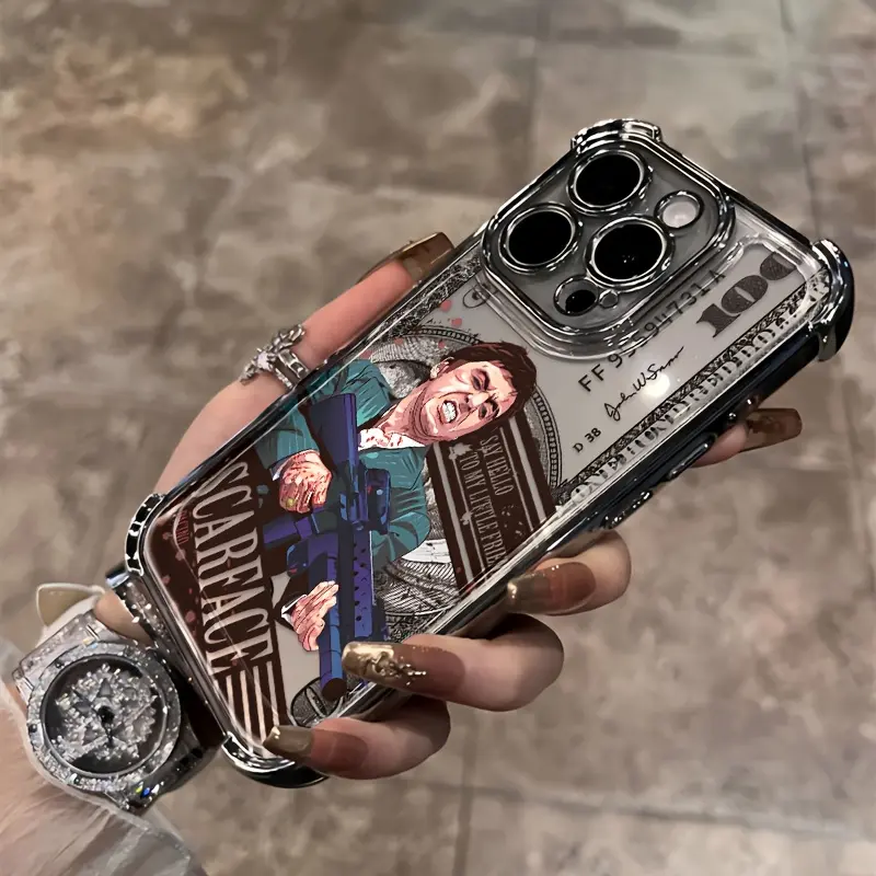 Scarface Movie Themed Creative Phone Case for iPhone 17/16/15/14/13/12/11 Pro Max Plus Air, Shockproof Polycarbonate Cover for Handheld Devices, Accessories with Screen Protector