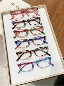 6 Pairs of Fashionable And Versatile Simple Trendy Oval Full-Frame PC Anti-Blue Light Decorative Glasses, Equipped with Glass Lenses, Suitable for Reading Books, Daily Office Work, Comfortable to Wear Glasses