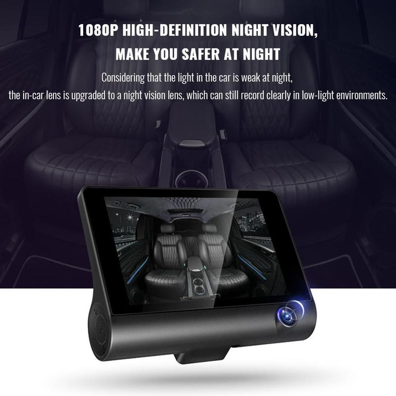 4Inch 3 Channel Dash Cam, Dual Lens Night Vision HD Car DVR Video Dash Cam 1080P 170° Wide Angle Video Recorder Camera LCD Screen G-Sensor, Loop Recording, Motion Detection and Parking Monitor 4Inch 3 Channel Dash Cam, Dual Lens Night Vision HD Car DVR Video Dash Cam 1080P 170° Wide Angle Video Recorder Camera LCD Screen G-Sensor, Loop Recording, Motion Detection and Parking Monitor