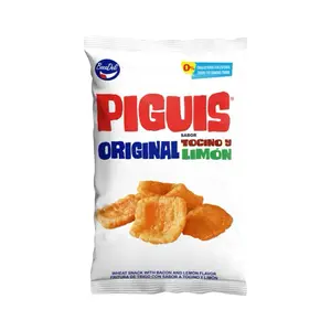Piguis Original Tocino y Limón Wheat Snack with Bacon and Lemon Flavor 0 Cholesterol and Cola