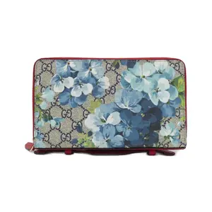 Pre-owned GUCCI Canvas Small Leather Goods GG Supreme Blooms Long Wallet