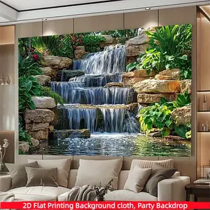 1PC, Natural landscape background banner, made of polyester material, suitable for photo booths, parties, birthdays, celebrations, as well as indoor and outdoor home birthday party decoration, home decoration, room decoration, wall decoration