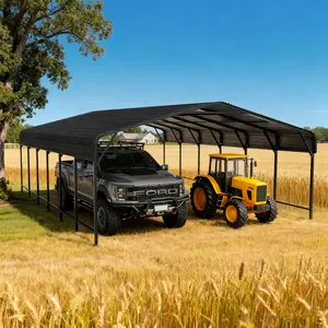 MNLR 20x30 FT Rustproof Galvanized Steel Carport, Sturdy Heavy-Duty Outdoor Shelter with Double Lockable Door for Pickup Trucks, Cars, Backyards & Patios (Home Improvement & Garden Supplies Use)