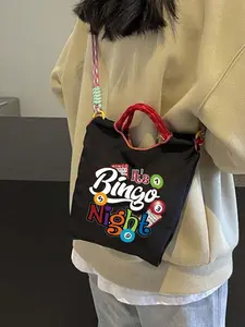 Fashionable Billiard Print Bag, Bingo Night Large Capacity Lightweight Casual Shoulder Bag, Women's Handbag, Crossbody Bag, Tote Bag, Reusable Nylon