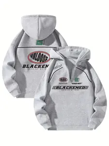 Men's Zip-Up Hoodie Sweatshirt, Casual Loose Fit, Thick, Versatile, Graphic, Spring & Autumn