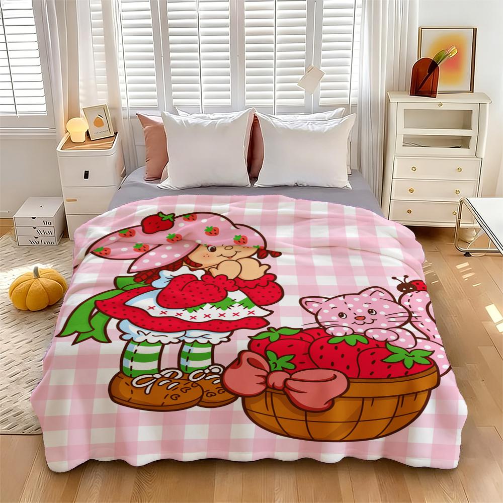 Countdown Sale! Trendy Cartoon Strawberry Shortcake Blanket Flannel Soft Warm Skin-Friendly for Sofa Office Bed Winter Kids  Mothers Day Gift Suitable for all four seasons A gift suitable for fans, friends and children