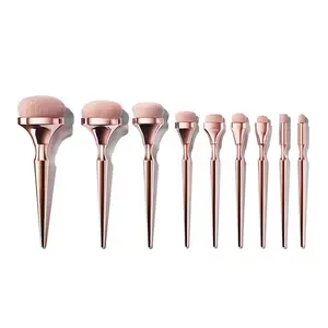 Beginner Makeup Brush Set 9-Piece Oval Brush for Liquid Foundation Application Man-Made Fiber Portable Brushes with 2.2cm Hair Length