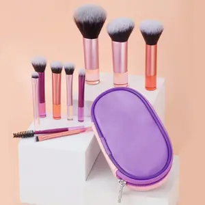 Mini Makeup Brush Set with Storage Case, 10pcs/set Professional Soft Bristles Makeup Brushes, Portable Travel Cosmetic Brushes for Face & Eye Makeup