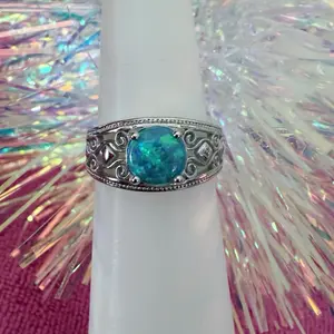 Size 6 ring. Different lab created stones / sterling silver 9.25