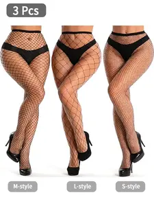 Fishnet Stockings Womens High Waist Mesh Fishnet Tights Thigh High Pantyhose for Women 1/2/3 PCS ﻿