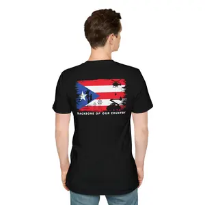 "Backbone of Our Country" puerto rico flag T-shirt heavy cotton graphic crew neck soft good