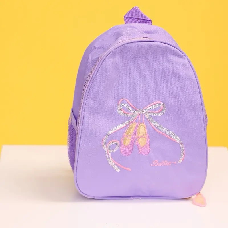 Purple Ballet Backpack with Bow and Ballerina Design