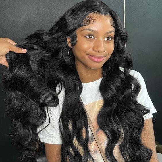 MYLOCKME Drawstring Wig 13x4 Body Wave Lace Frontal Wig Brazilian Glueless Lace Wig No Glue Pre-cut Frontal Wig For Beginners