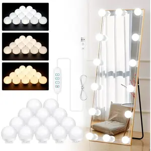 PLL  Vanity Mirror Lights 14 LED Bulbs 3 Color Dimmable Mirror Light, Vanity Lights 3000K Warm 4000K Nature 6500K Daylight White Portable Makeup Mirror Light for Bathroom Dressing Room