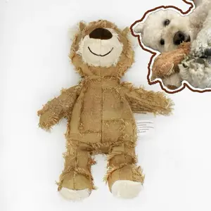 Durable Squeaky Bear Dog Toy - Cute Plush Chew Toy for Puppies & Small Dogs - Teeth Cleaning Bite Resistant Soft Fabric Safe for Aggressive Chewers Interactive Fun Gift for Pets