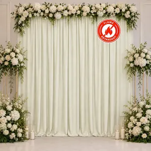 Scuba Polyester Event Backdrop Curtain Ivory 10ftx10ft Durable Flame Resistant Wrinkle-Free Photography Drape Panel With Rod Pocket