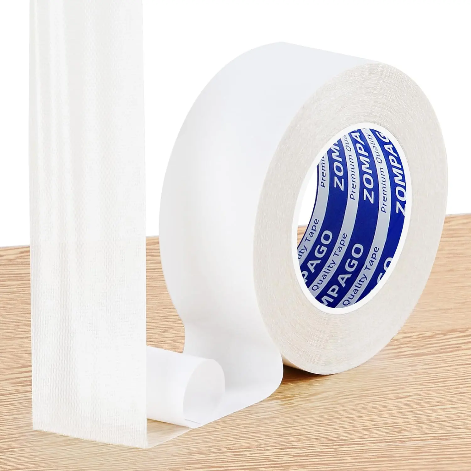 Heavy Duty Double Sided Tape - Strong Adhesive Clear Mounting Tape for Walls, Carpet, Rugs & Home Decor - Damage-Free Removable Fabric Mesh Tape 2in x 66FT (White)