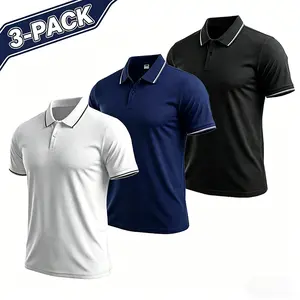 3-Pack Men’s Classic Color-Block Polo Shirts – Summer Short-Sleeve T-Shirts for Commuting, Golf, and Everyday Wear, Versatile