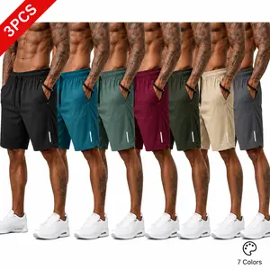 3-pack summer men’s solid shorts—lightweight and breathable; wear-resistant, resists pilling, fading, and deformation; casual shorts with elastic waistband and drawstring; men’s sports/casual beach shorts