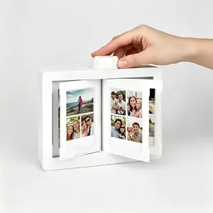 3-Inch Rotating Flip Photo Frame, Cute Polaroid Picture Display Stand, Desktop Photo Album Holder for 24 Photos, Ideal Gift for Family & Friends, White