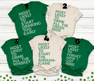 Custom Most Likely Matching St Patrick's Day 2026 Comfort Colors T-Shirts, St Paddy's Day Family Tees, Funny Group Shirts, Most Likely To Shirt, Group Matching Shirt, Full Size, Full Color