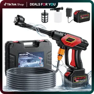 NEXPOW 1000PSI Cordless Pressure Washer, 2.4GPM Portable Power Washer with 6-in-1 Adjustable Nozzle, Power Cleaner with 32.8ft Hose for Cars/Patios