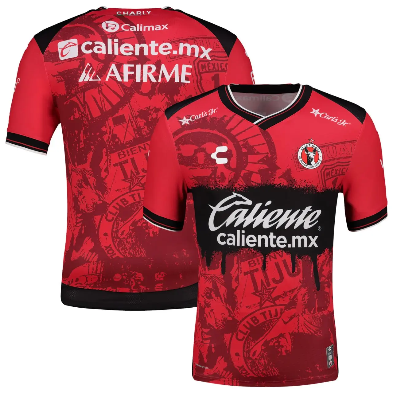 Men's Charly Red Club Tijuana 2025-26 Home, Liga MX Football Shirt, Short Sleeve Fan Sportswear, Short Sleeve Football Jersey, Lightweight Breathable Sports Uniform