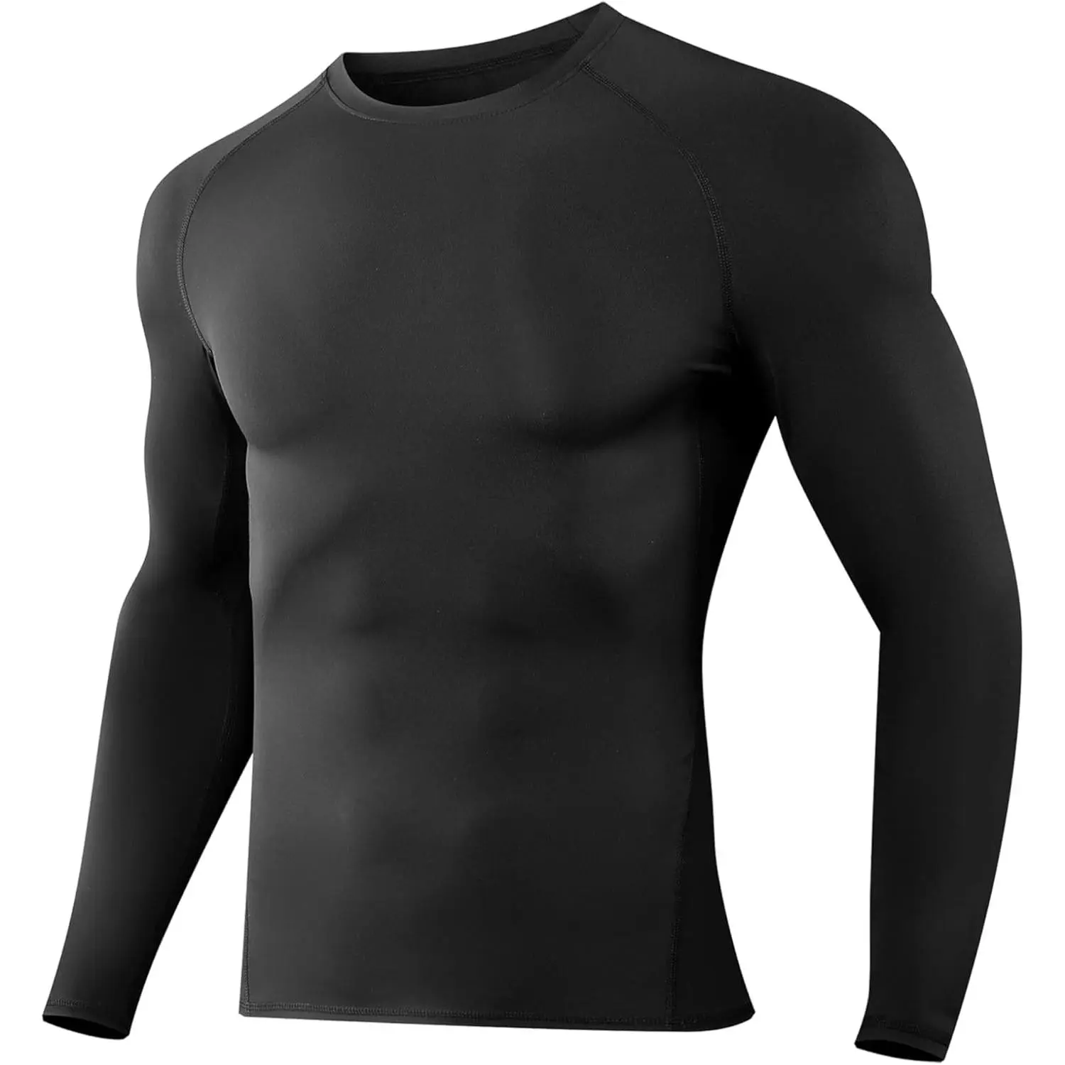 Men's Long Sleeve Compression Shirt, Quick-Drying Athletic Workout Top, Breathable Base Layer Rash Guard for Gym & Running (1/5 Pack), Swimming Pool, Biking
