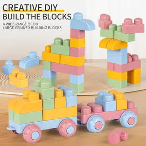 37pcs Soft Gel Building Blocks Toy for Boys and Girls, Puzzle Stacking Toy, Brain Training, Stem Creative Construction, Ages 3+