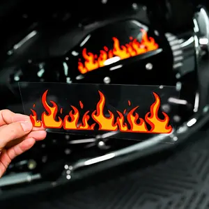 Flame Motorcycle Decals - Waterproof Self-Adhesive Stickers for Bicycles and Scooters, Vivid Orange Flame Design, Durable Plastic Material, Easy to Apply Style, Motorcycle Accessories
