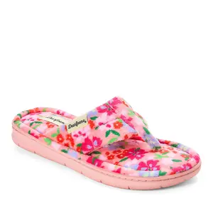Dearfoams Women's Wrenley Terry Thong Flip Flop House Slipper