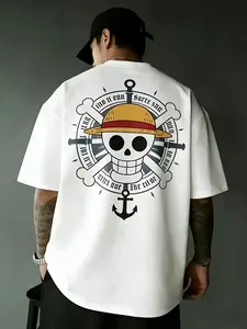 Vintage "Straw Hat Pirate" Graphic T-Shirt, Retro Anime Streetwear Heritage Tee, Classic Double Sided Print Top, Unisex Y2K Aesthetic Harajuku Apparel