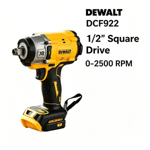 DEWALT DCF922 Brushless Cordless Impact Wrench, 18V DC, 1/2 Inch Square Drive, Built With Brushless Motor, Comes With 0-2500 RPM No-load Speed And 0-3500 IPM Impact Rate, Suitable For Auto Repair, Garage Work And Daily Maintenance