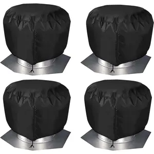 Turbine Roof Vent Cover House - Nopwer Roof Turbine Hoods Shield Canvas 20" x 20" 4Pcs Black