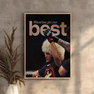Khabib Nurmagomedov Fine Art Poster – Motivational UFC Quote Print, MMA Wall Art, Fighter Mindset Vintage No Canvas