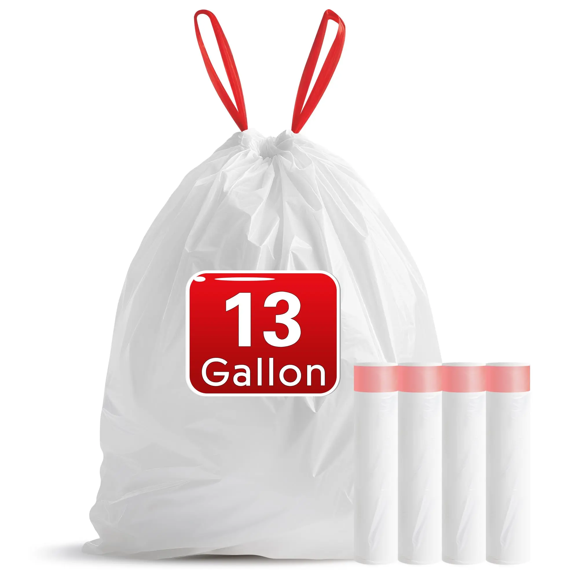 100 Count 13 Gallon Trash Bags | Thick, Strong, Leakproof Drawstring Bags for Kitchen & Office