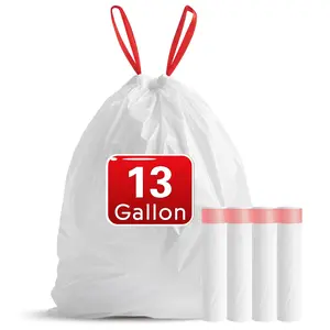100 Count 13 Gallon Trash Bags | Thick, Strong, Leakproof Drawstring Bags for Kitchen & Office