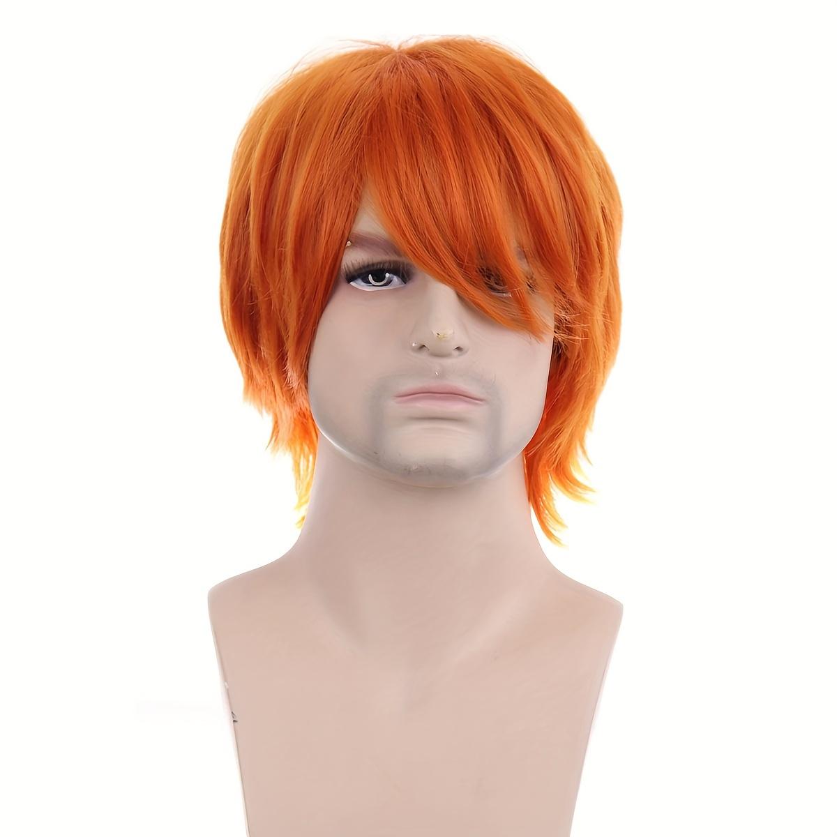 12-Inch Full Cosplay Wig Suitable for Both Men And Women, Featuring a Spiky Design in Green, Orange, Black, White, And Blue