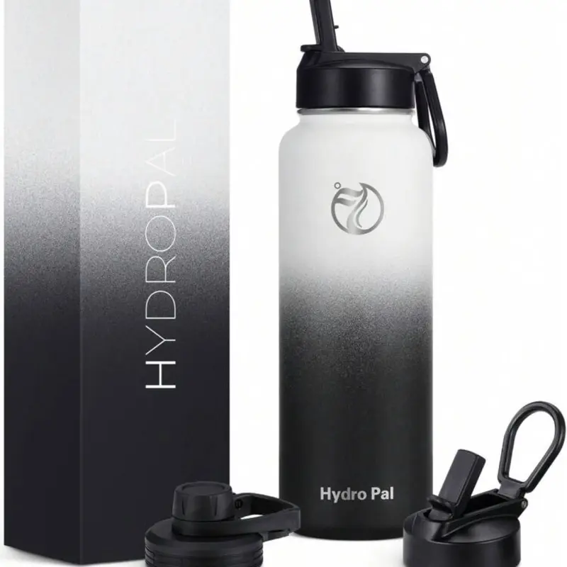 32 Insulated Water Bottles With 2 Leak Proof Lids(Spout Lid And Straw Lid), Wide Mouth Sport Water Bottle With Straw, Stainless Steel Powder-Coated Water Flask, Double Walled Vacuum
