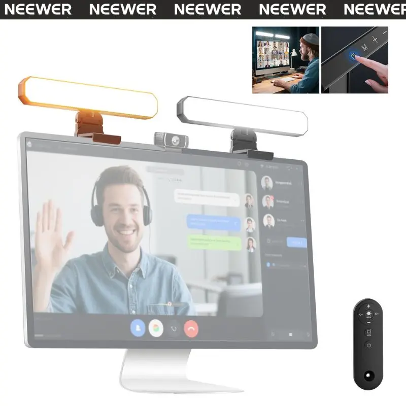 NEEWER L10 Dual Monitor Light Bar with Stands, 12W LED Desk Lamp for Home Office Video Conference Lighting Computer Laptop Webcam Zoom Streaming, Bi Color, Remote/Touch Control Dimmable