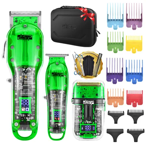Men's DSP 3-in-1 Multifunctional Clippers Kit - 0 Gap T-Blade, Rechargeable Cordless High Prec Barber Equipment, Removable Beard Shaver, LED Display, USB Charge, Bald Fade Home Grooming for Adults, High Quality Trimmer #fathersdaygifts